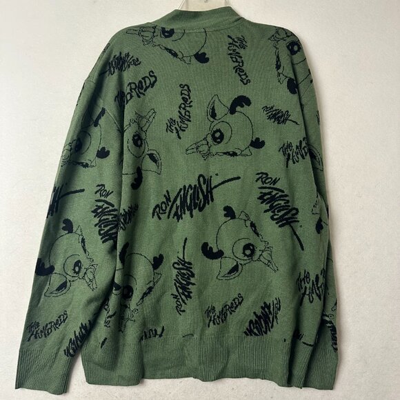 The Hundreds Ron English Fawn cardigan sz XL green black Pop surrealist NEW - Picture 7 of 7